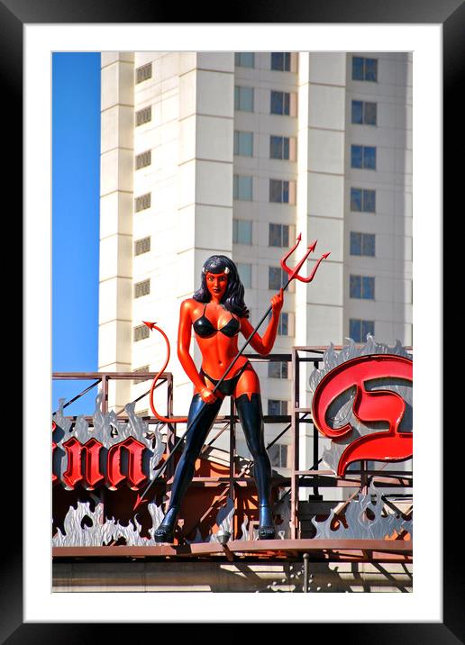 Devil Woman Las Vegas Strip America Framed Mounted Print by Andy Evans Photos