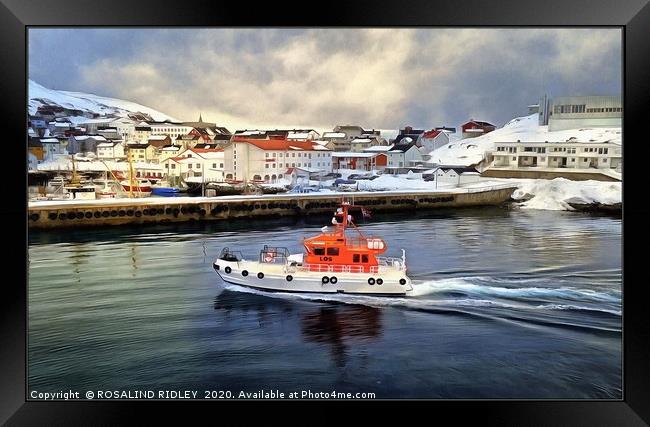 "On Patrol in Honningsvag Harbour" Framed Print by ROS RIDLEY