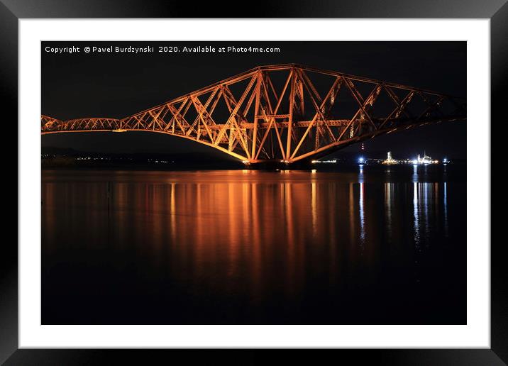 Forth Rail Bridge by night Framed Mounted Print by Pawel Burdzynski