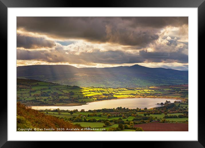 Llangorse Lake from Mynydd Llangorse, Brecon Beaco Framed Mounted Print by Dan Santillo