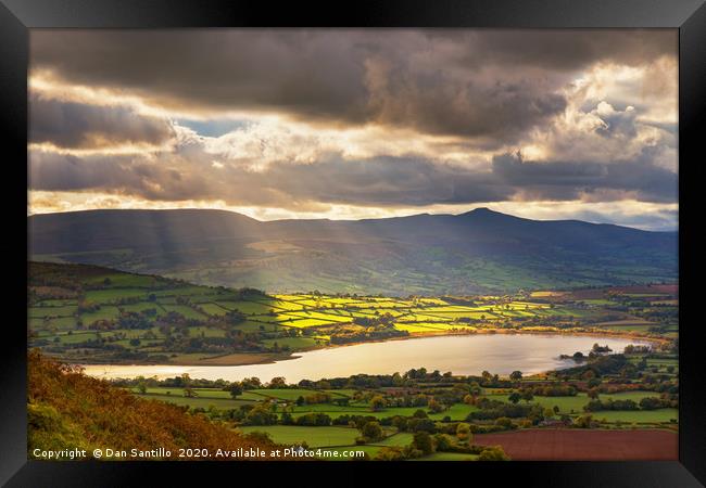 Llangorse Lake from Mynydd Llangorse, Brecon Beaco Framed Print by Dan Santillo