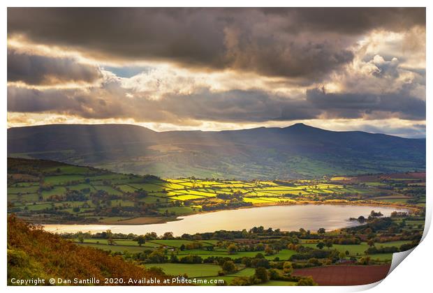 Llangorse Lake from Mynydd Llangorse, Brecon Beaco Print by Dan Santillo