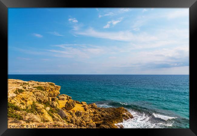 high cliff above the sea, summer sea background, m Framed Print by Q77 photo