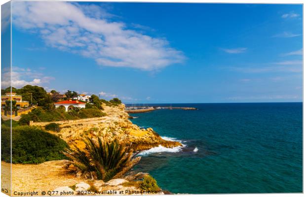 high cliff above the sea, summer sea background, m Canvas Print by Q77 photo