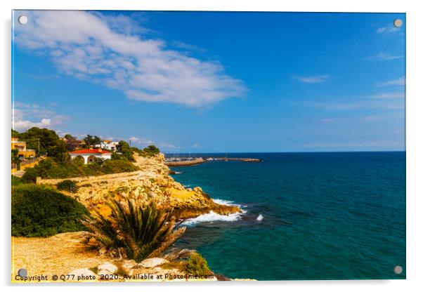 high cliff above the sea, summer sea background, m Acrylic by Q77 photo