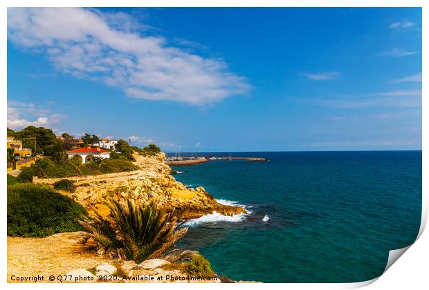 high cliff above the sea, summer sea background, m Print by Q77 photo