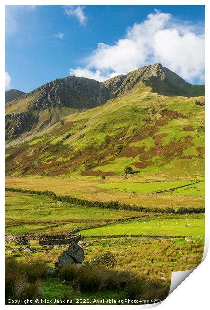 Yr Esgair near the top of the Nant Ffrancon Pass Print by Nick Jenkins