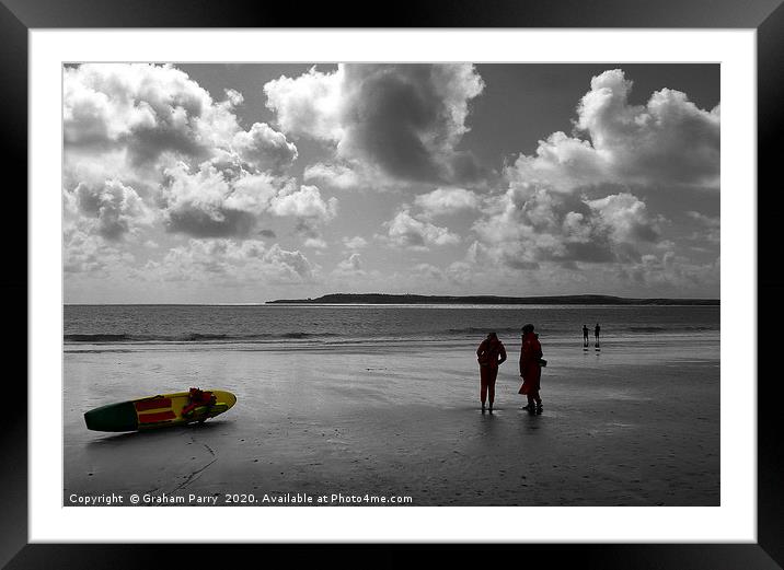 Lifeguards' Autumn Watch at Tenby Framed Mounted Print by Graham Parry