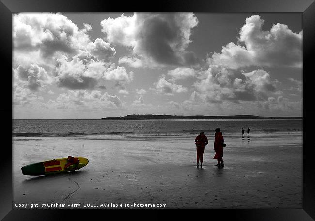 Lifeguards' Autumn Watch at Tenby Framed Print by Graham Parry