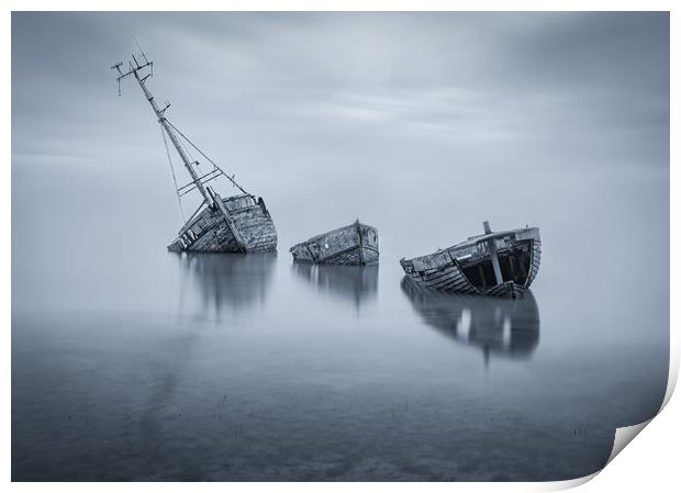 Pin Mill Wrecks Print by Daniel Farrington