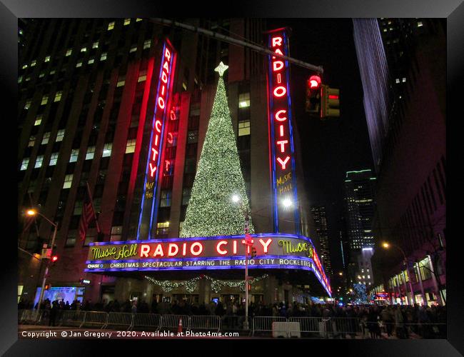 Christmas at Radio City Music Hall                 Framed Print by Jan Gregory