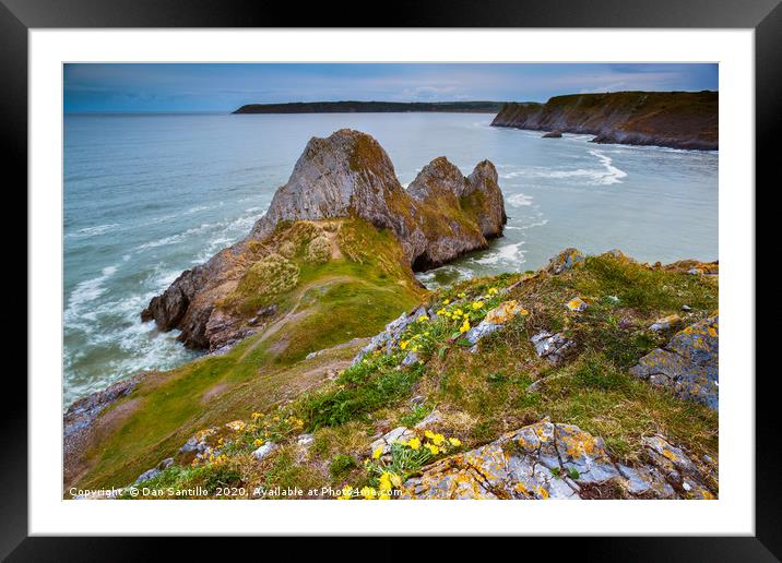 Three Cliffs Bay, Gower Framed Mounted Print by Dan Santillo