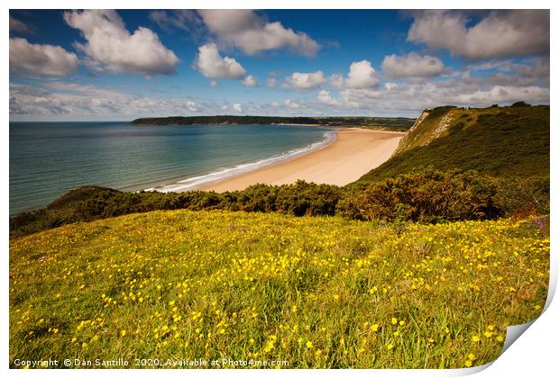 Oxwich Bay from Little Tor, Gower Print by Dan Santillo