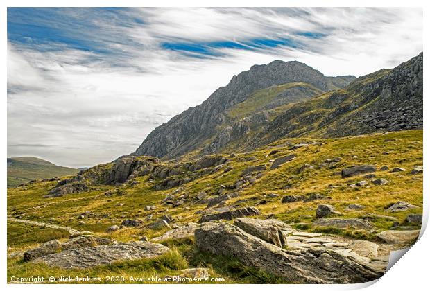 Tryfan from Cwm Idwal Snowdonia North Wales Print by Nick Jenkins