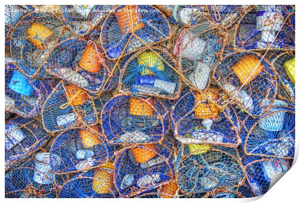 Colourful Quayside Lobster Pots. Print by David Birchall