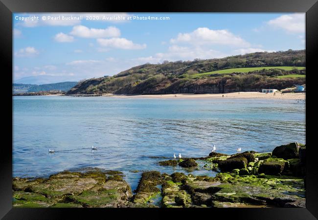 Benllech Bay and Beach Anglesey Framed Print by Pearl Bucknall