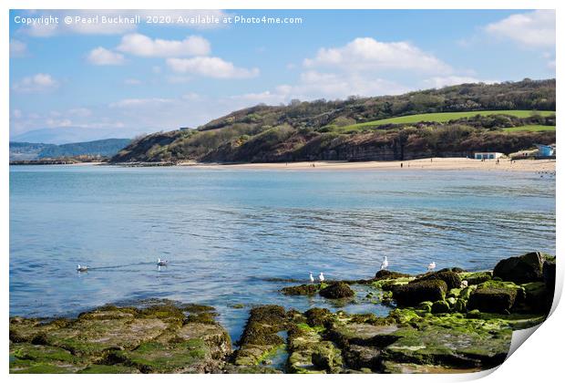 Benllech Bay and Beach Anglesey Print by Pearl Bucknall
