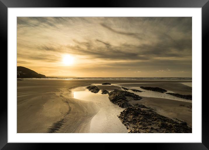 Westward Ho beach sunset Framed Mounted Print by Tony Twyman