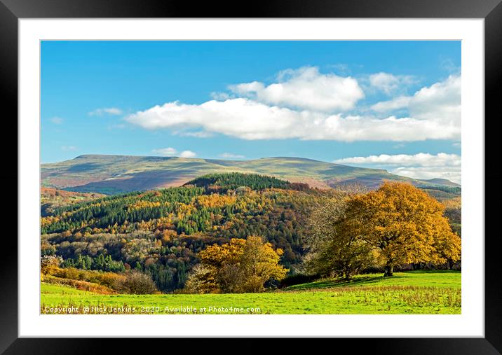 The Myarth Hill and Black Mountains Brecon Beacons Framed Mounted Print by Nick Jenkins