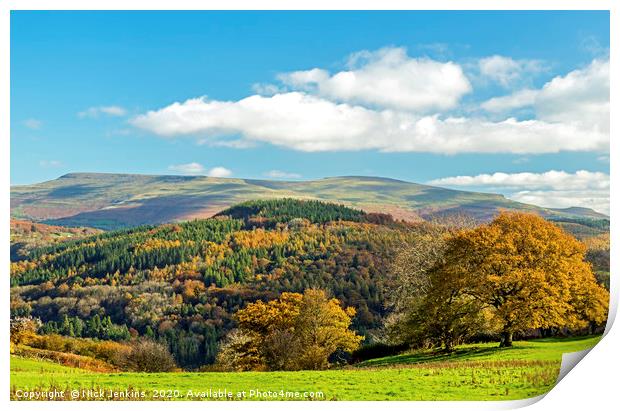 The Myarth Hill and Black Mountains Brecon Beacons Print by Nick Jenkins