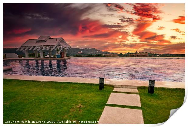 Pool Bar Sunset Boracay Print by Adrian Evans