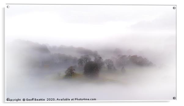 Trees in the mist, The lake district Acrylic by Geoff Beattie