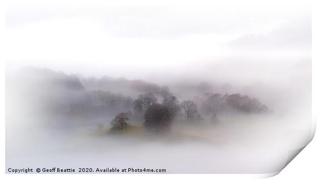 Trees in the mist, The lake district Print by Geoff Beattie