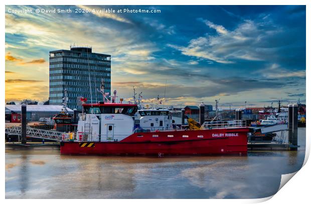 Boat In Grimsby Dock Print by David Smith