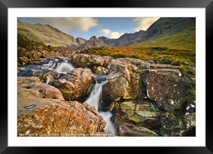 Waterfalls at the Fairy Pools Framed Mounted Print by Chris Drabble