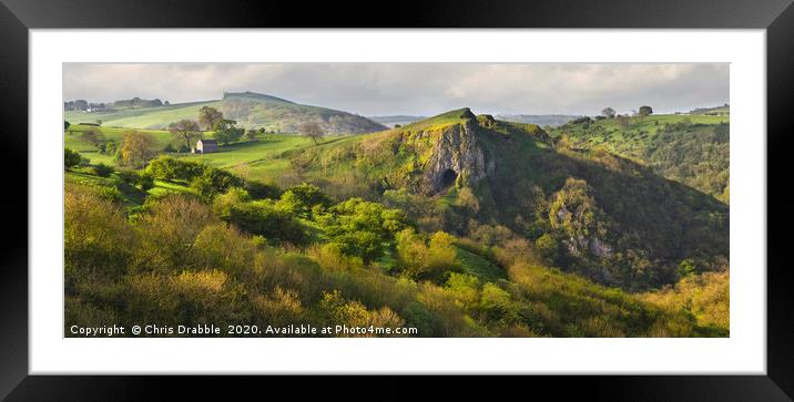 Thor's Cave, illuminated by early light            Framed Mounted Print by Chris Drabble