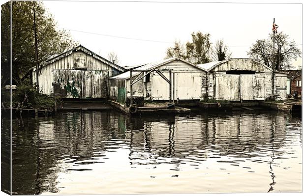 Faded boat sheds Canvas Print by Stephen Mole