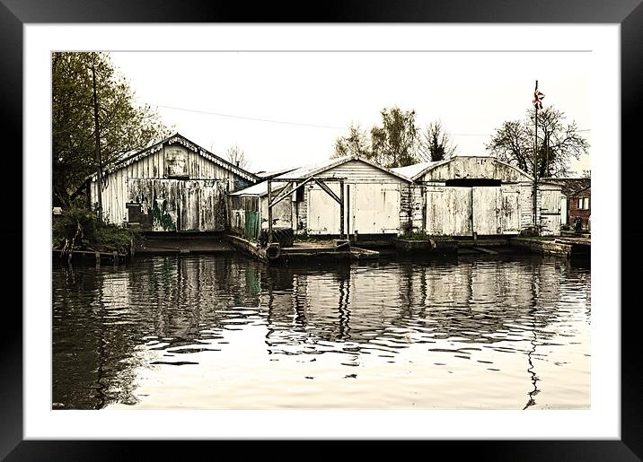 Faded boat sheds Framed Mounted Print by Stephen Mole
