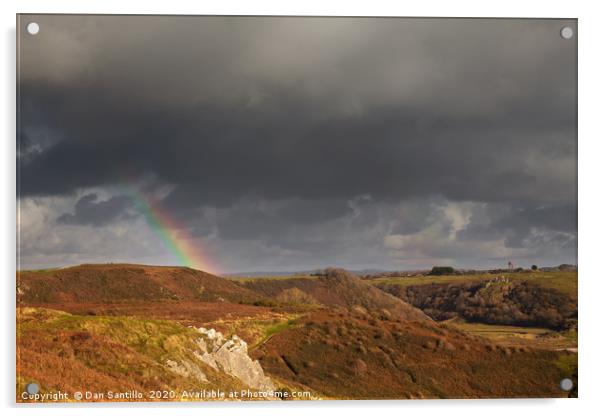 Rainbow at Penmaen Burrows, Gower, Wales Acrylic by Dan Santillo