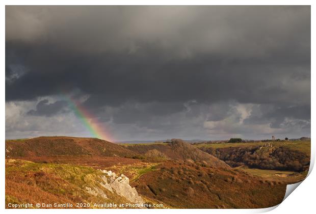 Rainbow at Penmaen Burrows, Gower, Wales Print by Dan Santillo