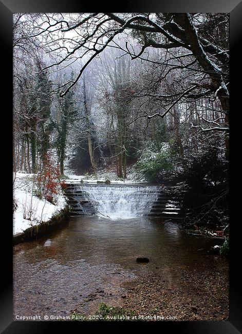 Winterscape: Clywedog Waterfall's Frosty Grandeur Framed Print by Graham Parry