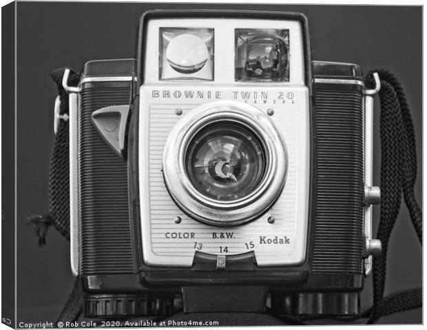Kodak Twin 20 Vintage Black and White Camera Canvas Print by Rob Cole