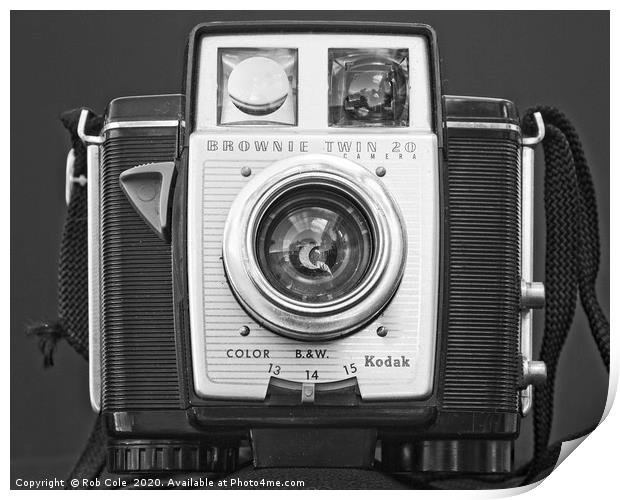 Kodak Twin 20 Vintage Black and White Camera Print by Rob Cole
