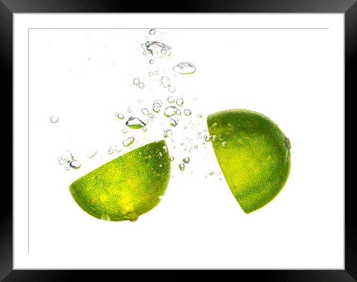 Food Lime Splash Framed Mounted Print by Gareth Williams