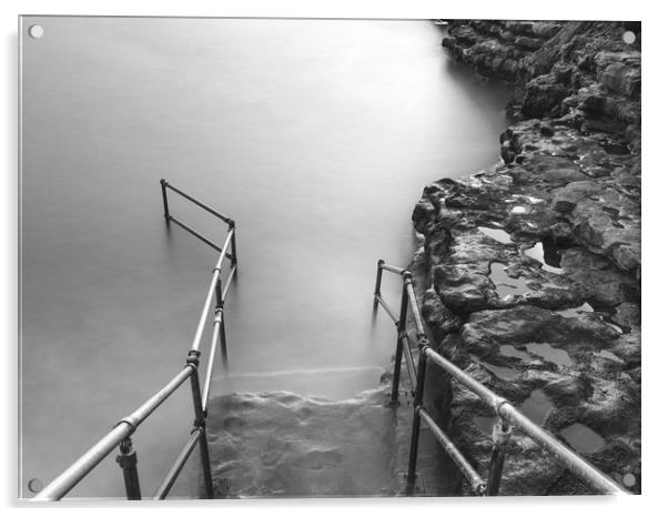 Monochrome Steps into the sea Acrylic by Gareth Williams