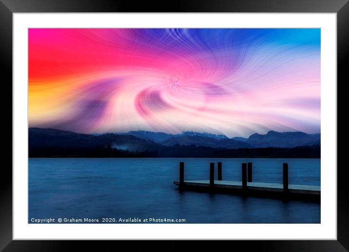 Windermere sunset twirl effect Framed Mounted Print by Graham Moore