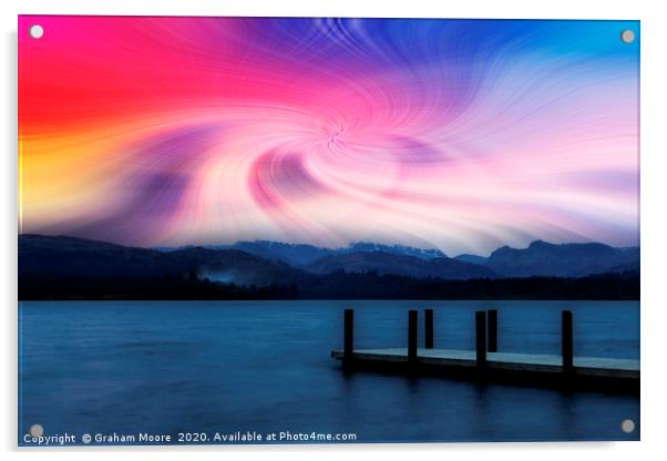 Windermere sunset twirl effect Acrylic by Graham Moore