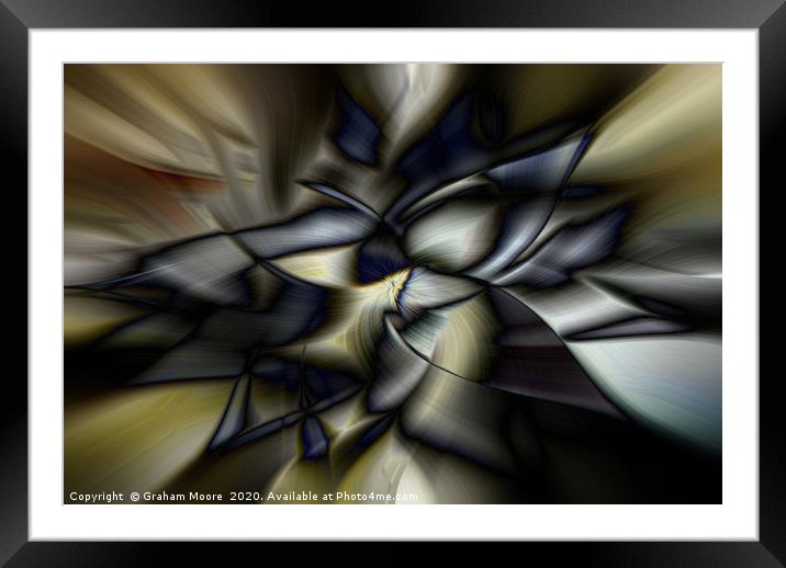 Abstract twirl effect in blue and yellow Framed Mounted Print by Graham Moore