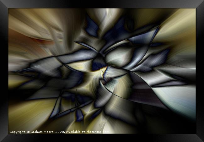 Abstract twirl effect in blue and yellow Framed Print by Graham Moore