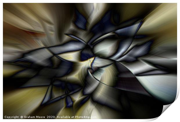Abstract twirl effect in blue and yellow Print by Graham Moore