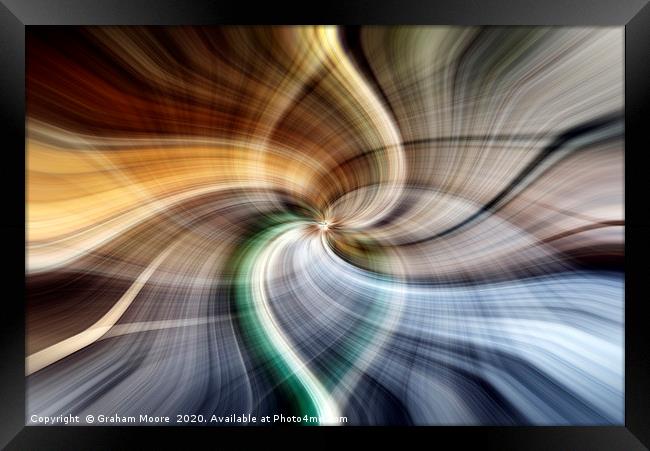 Abstract twirl effect from building interior Framed Print by Graham Moore