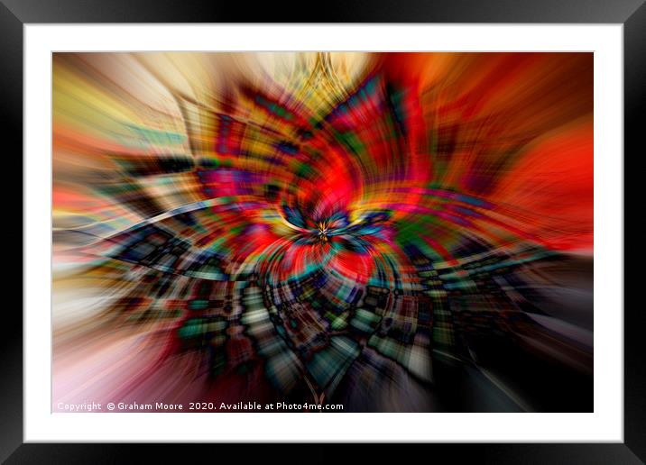 Abstract twirl effect in red Framed Mounted Print by Graham Moore