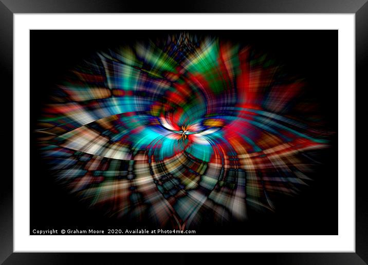 Abstract twirl effect from stained glass window Framed Mounted Print by Graham Moore