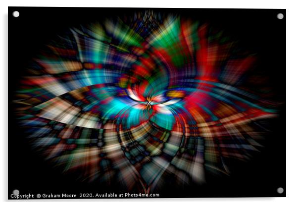 Abstract twirl effect from stained glass window Acrylic by Graham Moore