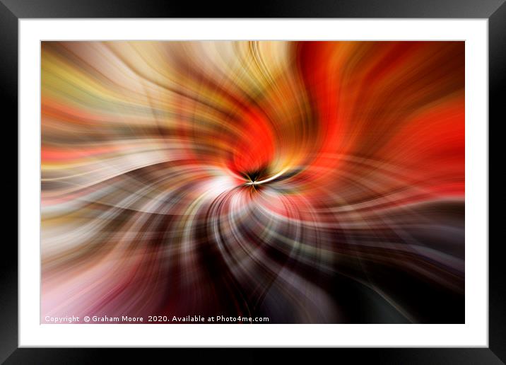 Abstract twirl effect in red and yellow Framed Mounted Print by Graham Moore