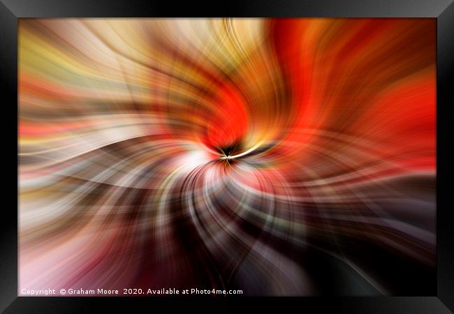 Abstract twirl effect in red and yellow Framed Print by Graham Moore